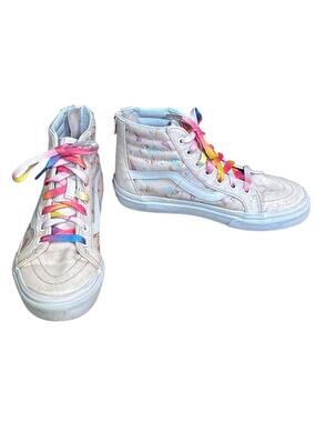Vans Unicorn High Top Light Pink Glitter Shoes Rainbow Shoelaces Size 2.5